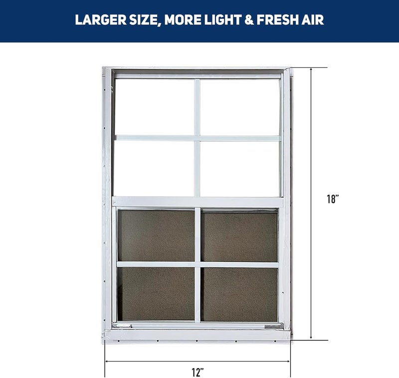 Hryan 12"x18" Shed Window for Chicken Coop, Playhouse and Mobihome, White Windows for Exterior Sheds, Mobile Home, Garage and Green House - Image 2
